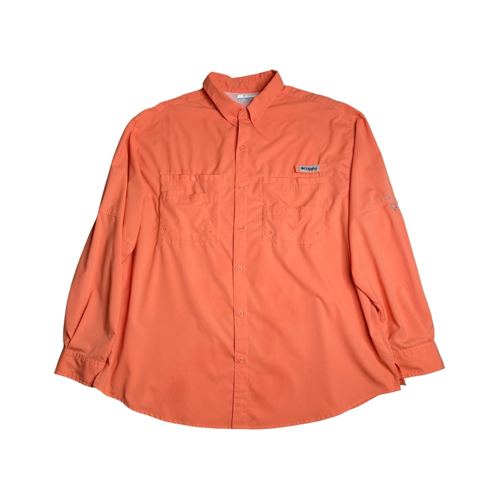 Columbia PFG Tamiami II Long Sleeve Fishing Shirt Orange Coral‎ Men's XXL